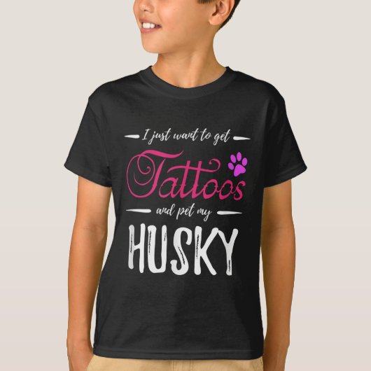 T-shirt Husky Amoureux des chiens Tattoo Funny Chien Maman (Devant)