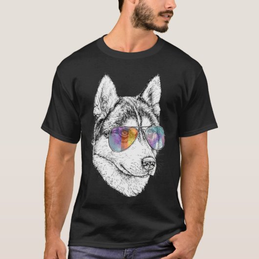 T-shirt Husky Avec Aviateurs (Devant)