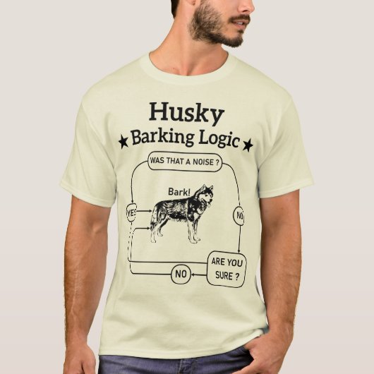 T-shirt Husky Barking Logic Funny Chien Sibérien Sarcastiq (Devant)