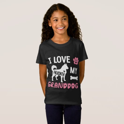 T-Shirt Husky Chien Grandma Cadeaux J'Aime Mon Grand-Chien (Devant entier)