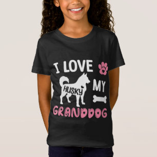 T-Shirt Husky Chien Grandma Cadeaux J'Aime Mon Grand-Chien