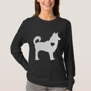 T-shirt Husky Chien Silhouette Love Heart