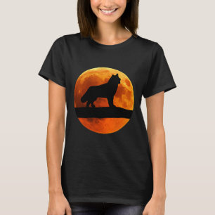 T-shirt Husky Chien Silhouette Moon Sibérien Husky