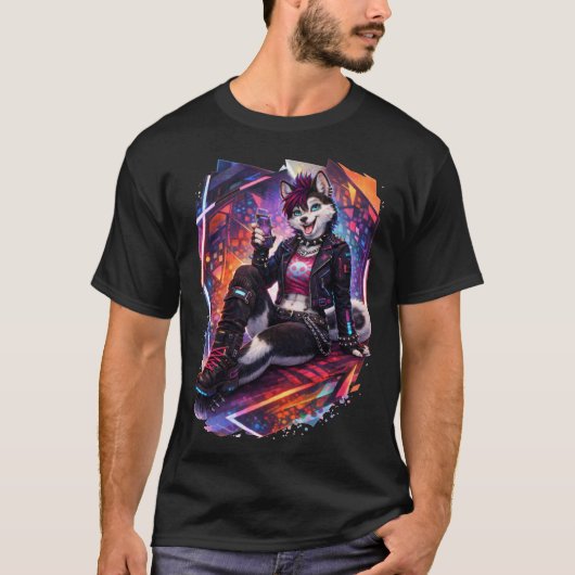 T-shirt Husky Cyberpunk (Devant)