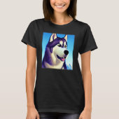T-shirt Husky design dog imprint artwork face with Siberia (Devant)