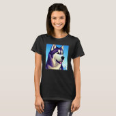 T-shirt Husky design dog imprint artwork face with Siberia (Devant entier)