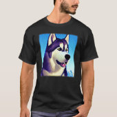 T-shirt Husky design dog imprint artwork face with Siberia (Devant)