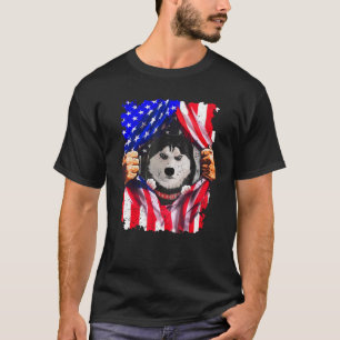T-shirt Husky Dog 4 juillet Us Drapeau Patriotique Chien M