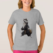 T-shirt Husky Dog connaît Karate, Husky Dog Karate Player (Devant)