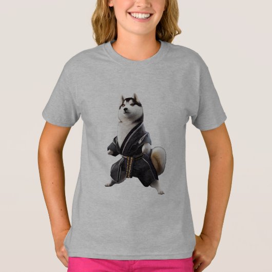 T-shirt Husky Dog connaît Karate, Husky Dog Karate Player (Devant)