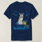 T-shirt Husky Dog Happy Hanoukka (Design devant)