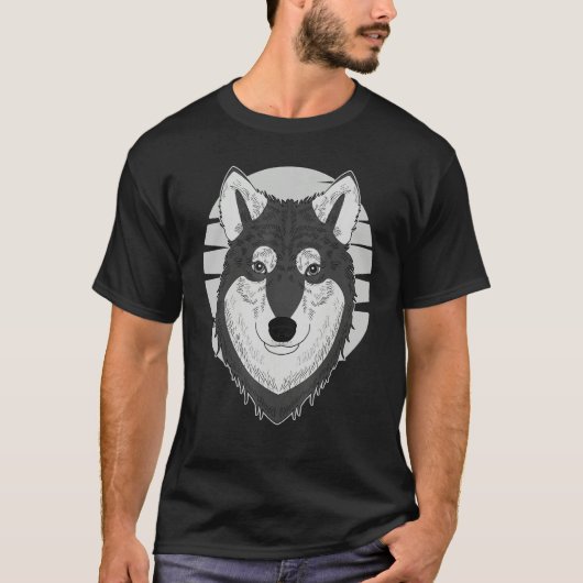 T-shirt Husky dog imprint artwork face with Siberian Husky (Devant)