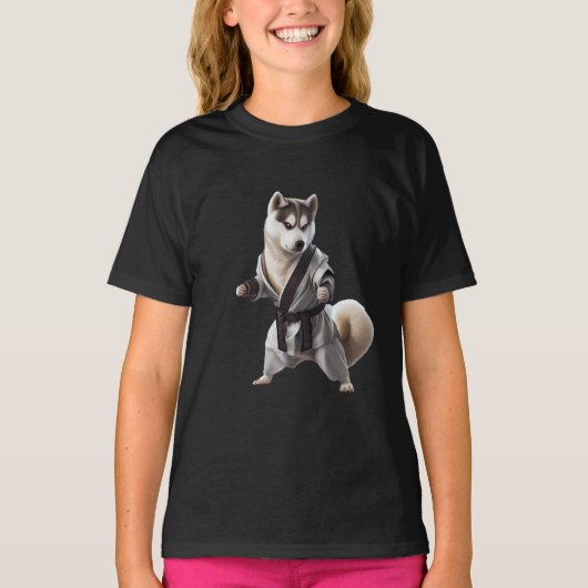 T-shirt Husky Dog Jouer Karate, Champion de Karate Husky D (Devant)