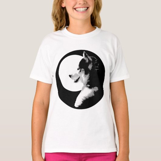 T-shirt Husky filles traîneau Chien Husky Ringer c (Devant)