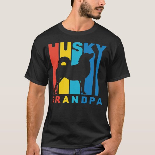 T-shirt Husky Grandpa noir (Devant)