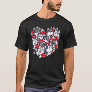 T-shirt Husky Heart Love Valentine Pajamas Husky Is My Val