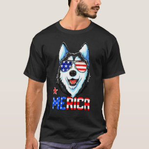 T-shirt Husky Merica Hommes Drapeau américain