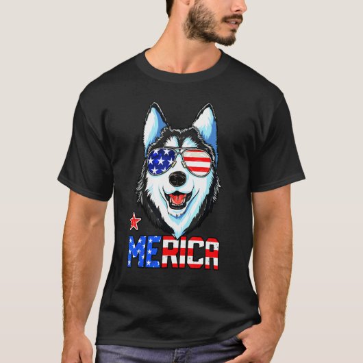 T-shirt Husky Merica Hommes Drapeau américain (Devant)