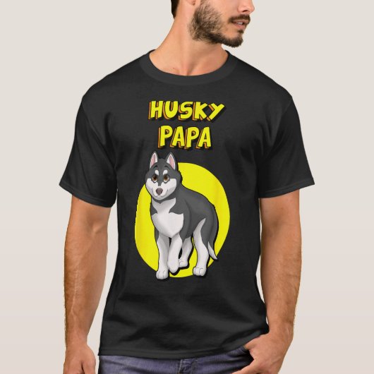 T-shirt Husky Papa noir et blanc Sibérie Husky Père Bro (Devant)