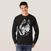 T-shirt Husky Shirt Wolf Art Long Manche Teg Shirts Chien (Devant entier)