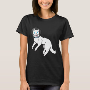 T-shirt Husky Sibérien Blanc Dans L'Espace