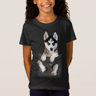 T-Shirt Husky Sibérien Dans La Pocket Puppy