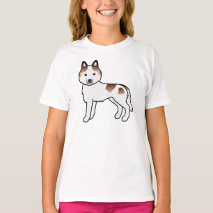 T-shirt Husky Sibérien pie tacheté rouge Chien de dessin a