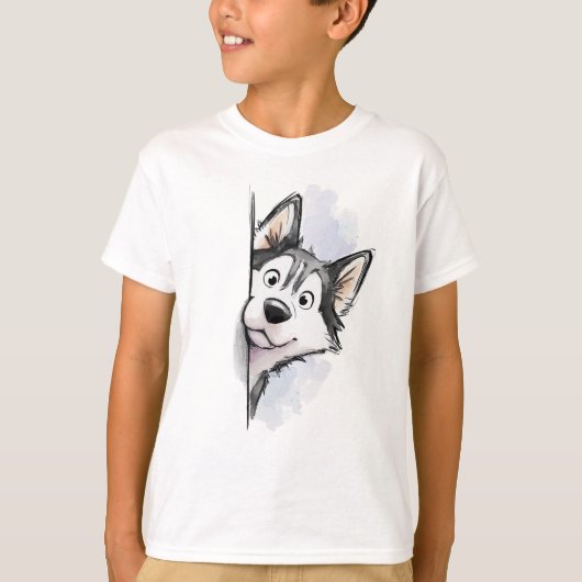 T-shirt Husky sibérien qui regarde (Devant)