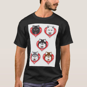 T-shirt Husky Valentine Day avec des Empreintes de pattes 