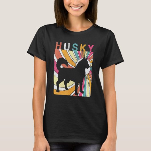 T-shirt Husky Vintage Rétro Drôle (Devant)