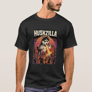 T-shirt Huskzilla Géant Husky Chien Chiots Monstre Film Pa