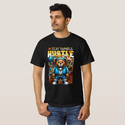 T-shirt Hustle Bear Vibes : Restez Humide Quotidien 🐻 💎 (Devant entier)
