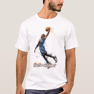 T-shirt Hustle & Heart : Impression d'art de basket-ball d