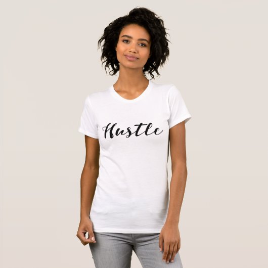 T-shirt HUSTLE tendance noir Script Calligraphie moderne c (Devant entier)