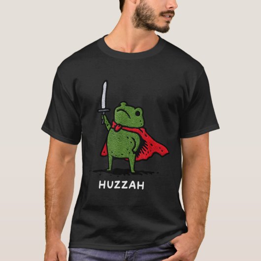 T-shirt Huzzah Frog Knight Funny Sword Meme Quote  (Devant)