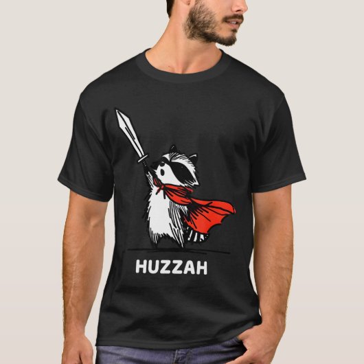 T-shirt Huzzah Raccoon Knight Funny Sword Meme Quote (Devant)