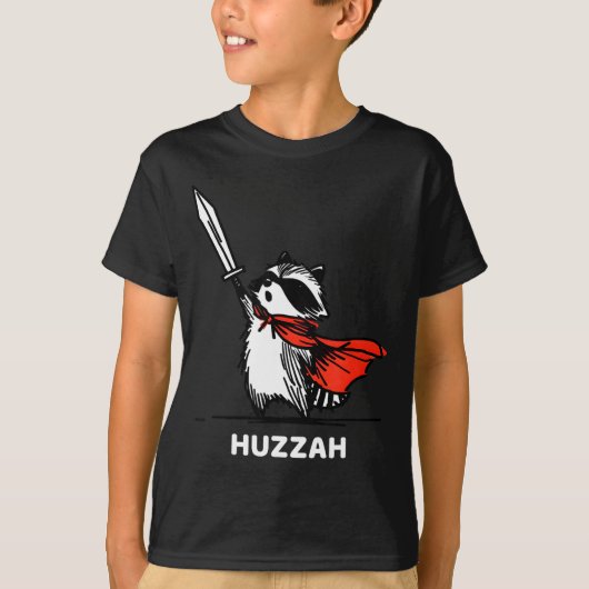 T-shirt Huzzah Raccoon Knight Funny Sword Meme Quote (Devant)