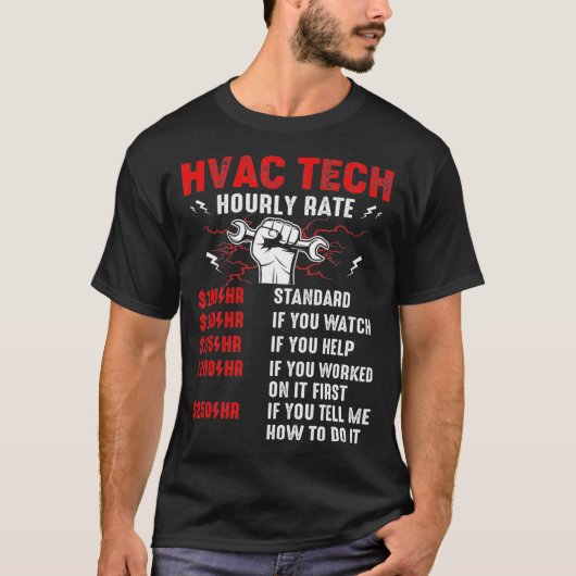 T-shirt HVAC Tech Taux horaire Conception amusante réparat (Devant)