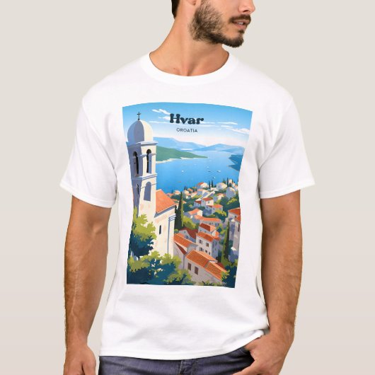 T-shirt Hvar Croatia Coast Travel Art (Devant)