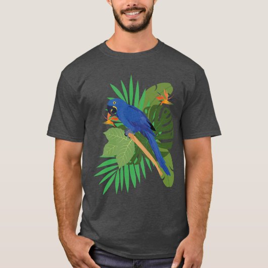 T-shirt Hyacinth macaw with leaves (Devant)