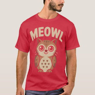 T-shirt Hybride Chat Chouette Drôle Mème Rotation Cérébral