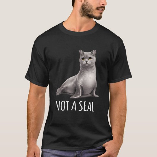 T-shirt Hybride de chat et de phoque Mignon Drôle Mème d'a (Devant)
