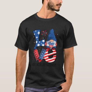 T-shirt Hygiéniste Dentaire Amour 14 Juillet Gnome Usa Pat