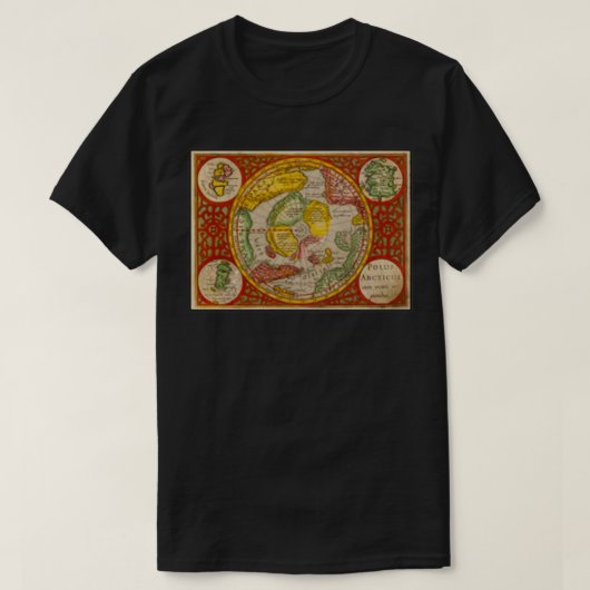 T-shirt Hyperborea Flat Earth Azimuthal Equidistante Proje (Design devant)