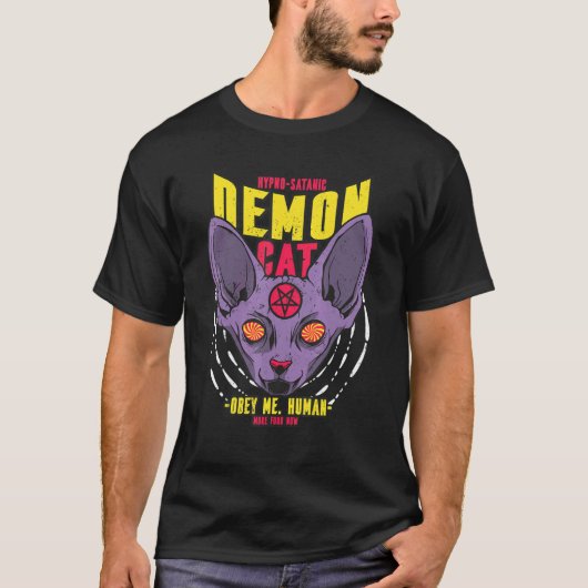 T-shirt Hypno satanique démon chat (Devant)
