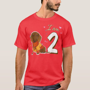 T-shirt I am 2 Birthday Cute Dachshund Dog Fan Gift T-Shir