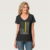 T-shirt I Am 911  Thin Gold Line Flag  Police Dispatcher (Devant entier)