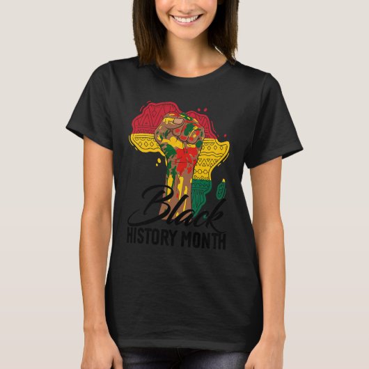 T-shirt I Am Black History BHM Pride Map Of Africa Black M (Devant)