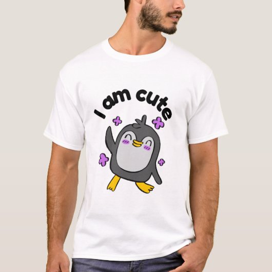 T-shirt I am cute penguin design (Devant)