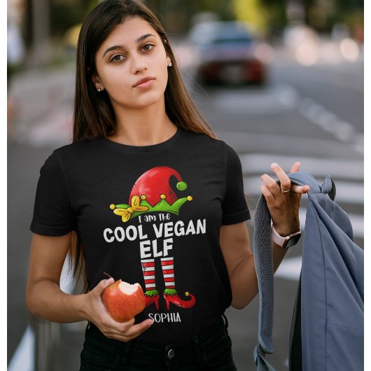T-shirt I am The Cool Vegan Elf Funny Elf